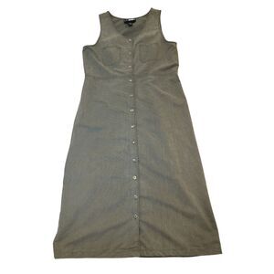 Vintage 90s Green Button Down Corduroy Sleeveless Maxi Dress Size XL Y2K